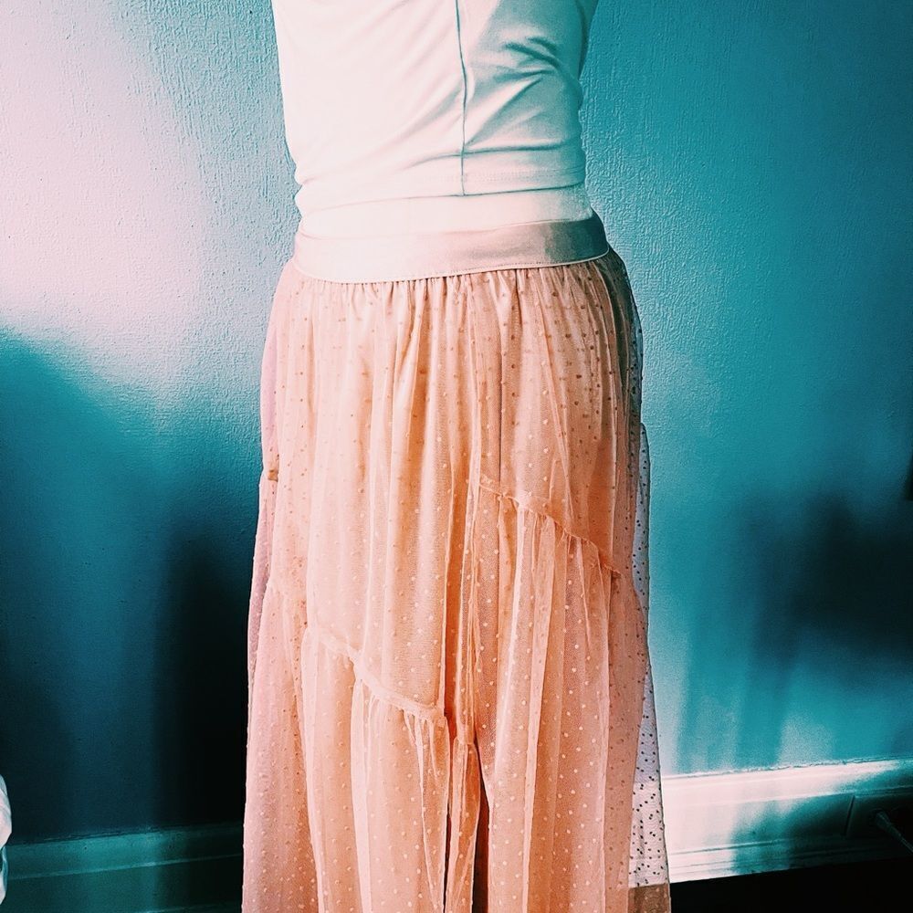 A-Line Pink Layered Skirt - Picture 6 of 6